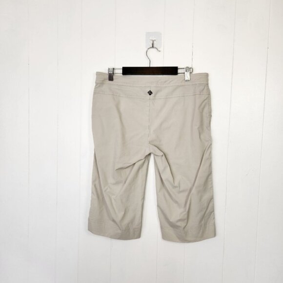 Prana Beige Mid Rise Cropped Hiking Pants Wide Leg Capri Summer Gorpcore - Picture 2 of 11